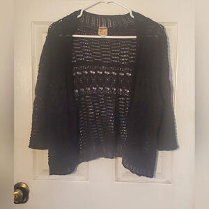 JM Collection crochet cardigan, 3/4 sleeves, size large